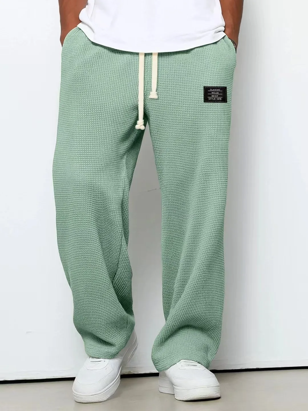 Men's Retro Waffle Solid Sweatpants - Image 12