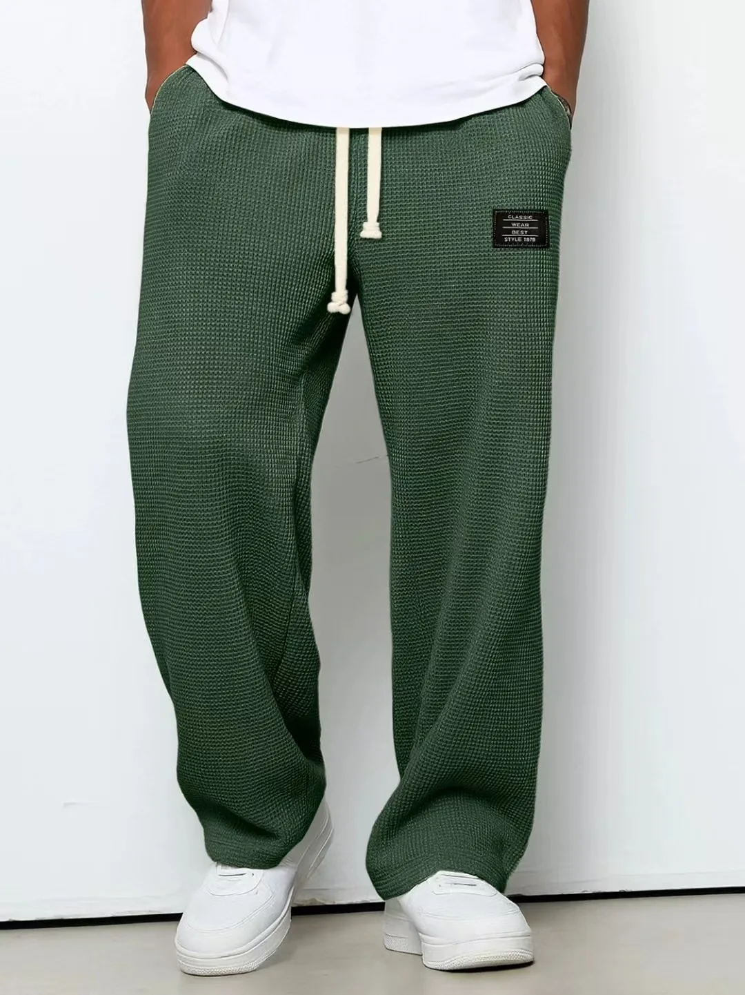 Men's Retro Waffle Solid Sweatpants - Image 6