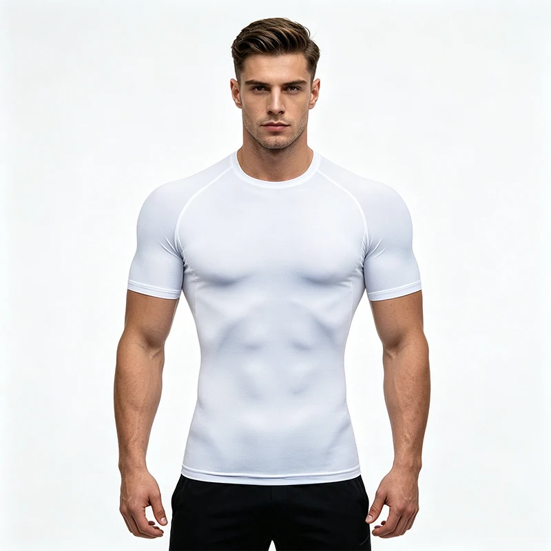 Tight Men Sport T-shirt Quick Dry Bodybuilding Running Shirt Short Sleeve Compression Top Gym T Shirt Men Fitness Rashgard - Image 2