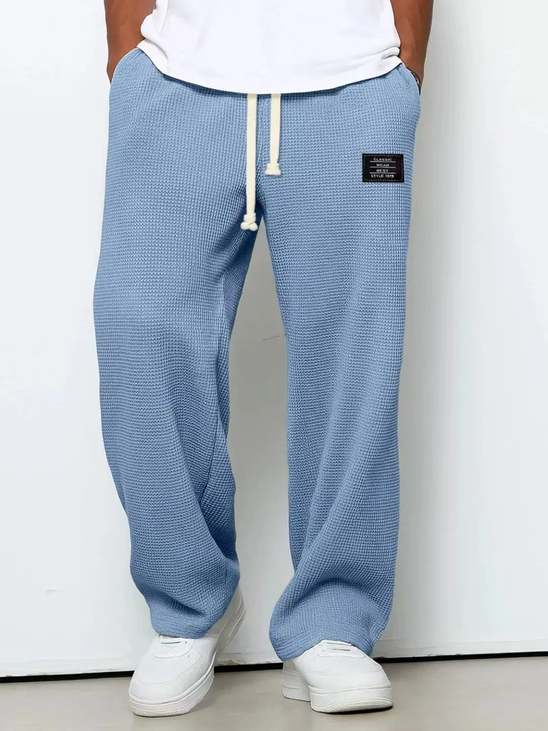 Men's Retro Waffle Solid Sweatpants - Image 9