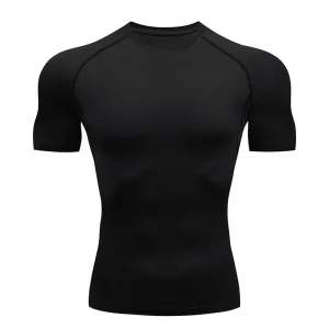 Tight Men Sport T-shirt Quick Dry Bodybuilding Running Shirt Short Sleeve Compression Top Gym T Shirt Men Fitness Rashgard - Thumbnail Image 14