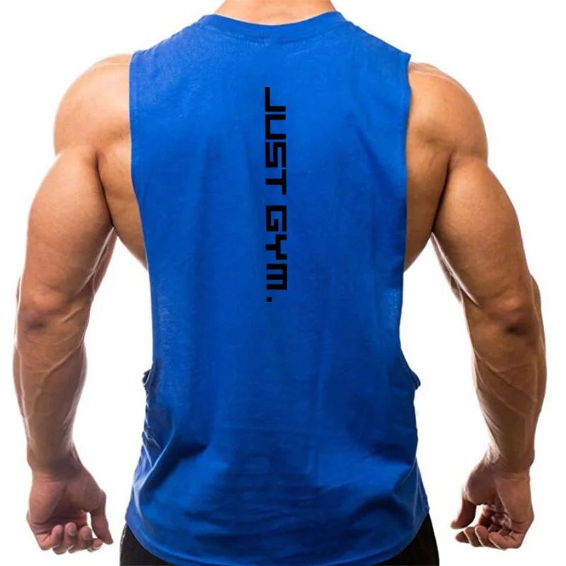 Gym Clothing Men Sides Cut Off T-shirts Dropped Armholes Tank Tops Workout Fitness Sleeveless Vest Outdoor Jogging Undershirt - Image 6