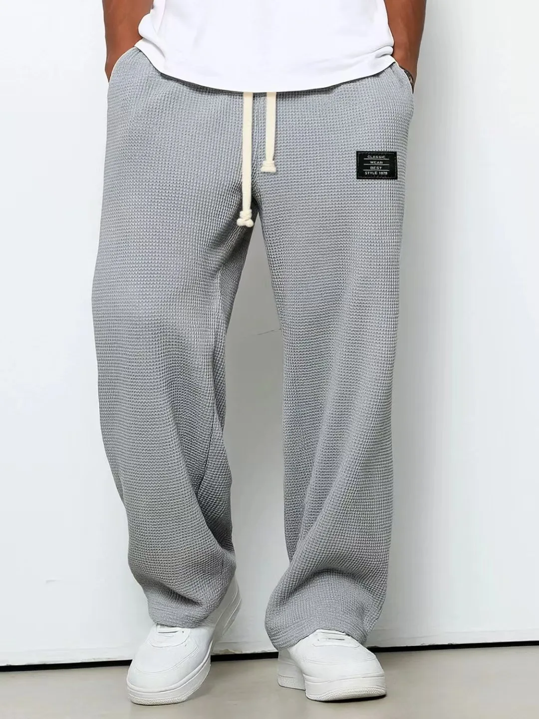 Men's Retro Waffle Solid Sweatpants - Image 5