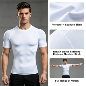 Tight Men Sport T-shirt Quick Dry Bodybuilding Running Shirt Short Sleeve Compression Top Gym T Shirt Men Fitness Rashgard - Thumbnail Image 5