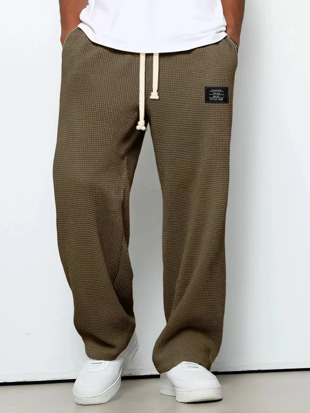 Men's Retro Waffle Solid Sweatpants - Image 8