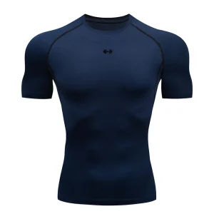 Tight Men Sport T-shirt Quick Dry Bodybuilding Running Shirt Short Sleeve Compression Top Gym T Shirt Men Fitness Rashgard - Thumbnail Image 7