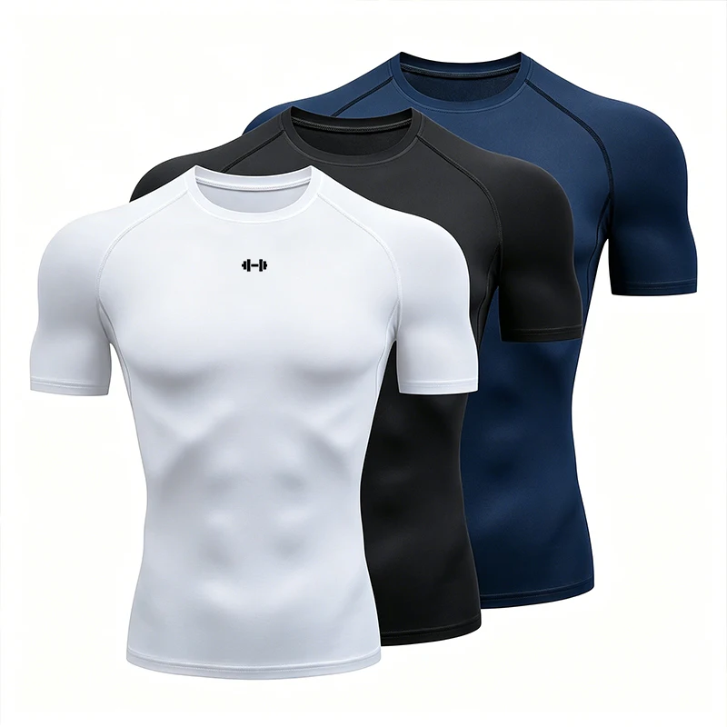 Tight Men Sport T-shirt Quick Dry Bodybuilding Running Shirt Short Sleeve Compression Top Gym T Shirt Men Fitness Rashgard - Image 1