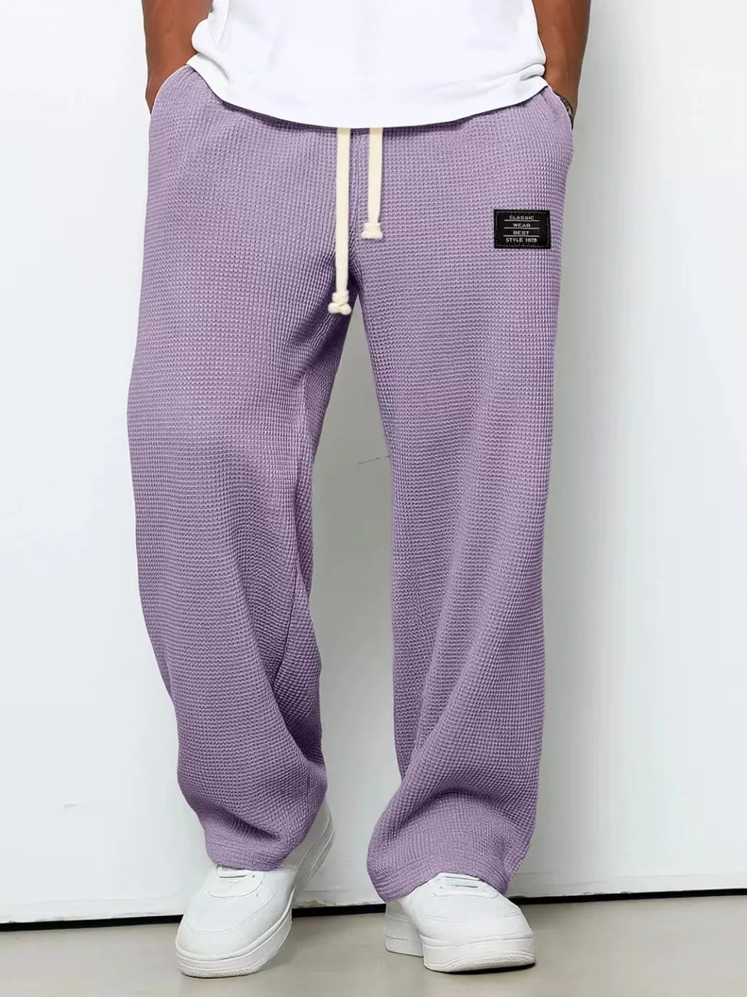 Men's Retro Waffle Solid Sweatpants - Image 10