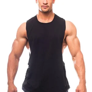 Gym Clothing Men Sides Cut Off T-shirts Dropped Armholes Tank Tops Workout Fitness Sleeveless Vest Outdoor Jogging Undershirt - Thumbnail Image 5
