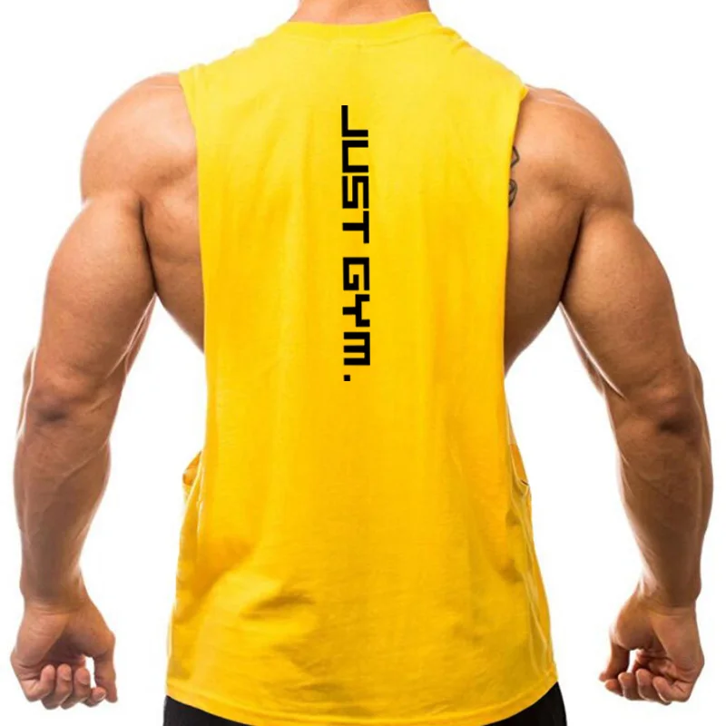 Gym Clothing Men Sides Cut Off T-shirts Dropped Armholes Tank Tops Workout Fitness Sleeveless Vest Outdoor Jogging Undershirt - Image 1