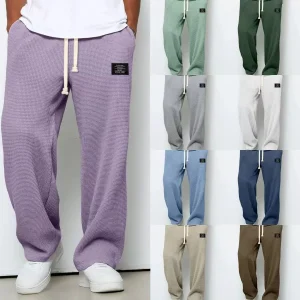 Men's Retro Waffle Solid Sweatpants