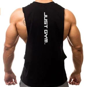 Gym Clothing Men Sides Cut Off T-shirts Dropped Armholes Tank Tops Workout Fitness Sleeveless Vest Outdoor Jogging Undershirt - Thumbnail Image 7