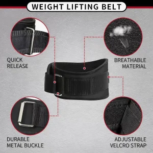 Black Thick EVA Weightlifting Belt,Quick Locking Powerlifting Belts to Keep Body in Proper Shape,Gym Belt for Waist 60-122cm - Thumbnail Image 4