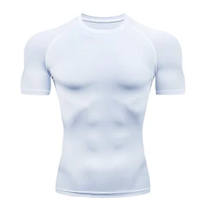 Tight Men Sport T-shirt Quick Dry Bodybuilding Running Shirt Short Sleeve Compression Top Gym T Shirt Men Fitness Rashgard - Thumbnail Image 8