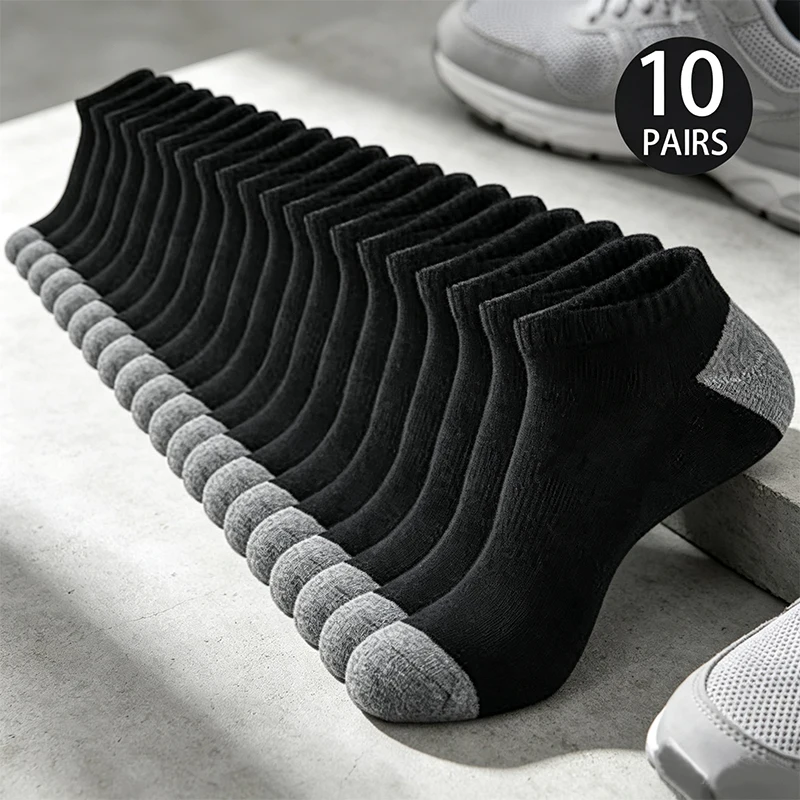 (10 Pairs） Men Cushioned Ankle Socks - Image 2